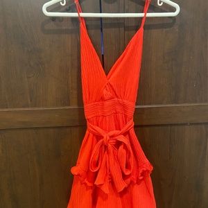 Designer Red Flowy Dress- Small